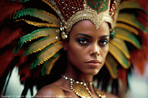 A beautiful black young woman adorned in traditional carnival cl Picture Board by Joaquin Corbalan
