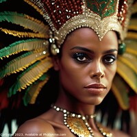 Buy canvas prints of A beautiful black young woman adorned in traditional carnival cl by Joaquin Corbalan