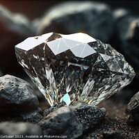 Buy canvas prints of A polished diamond, among coal rocks. Ai generated by Joaquin Corbalan