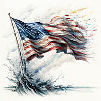 Buy canvas prints of A patriotic painting of the American flag, sketched in watercolo by Joaquin Corbalan