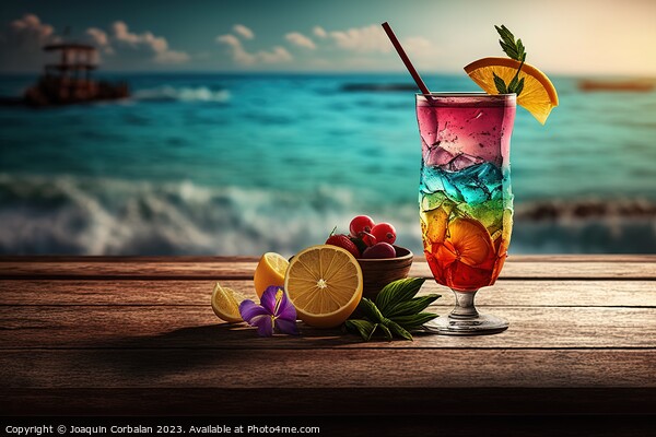 On a hot summer holiday, enjoy the refreshment of an alcoholic c Picture Board by Joaquin Corbalan