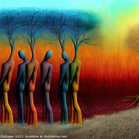 Buy canvas prints of Artistic illustration, interpretation of colored trees with huma by Joaquin Corbalan