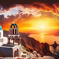 Buy canvas prints of A stunning panoramic view of the Mediterranean Sea, Mikonos icon by Joaquin Corbalan