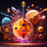 Buy canvas prints of Art design of music instruments like violins, in outer space wit by Joaquin Corbalan