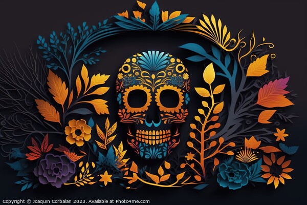 Design for the day of the dead in Mexico, with colorful skull, f Picture Board by Joaquin Corbalan