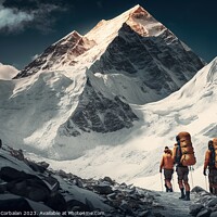 Buy canvas prints of A group of mountaineers adventuring in the beautiful snowcapped  by Joaquin Corbalan