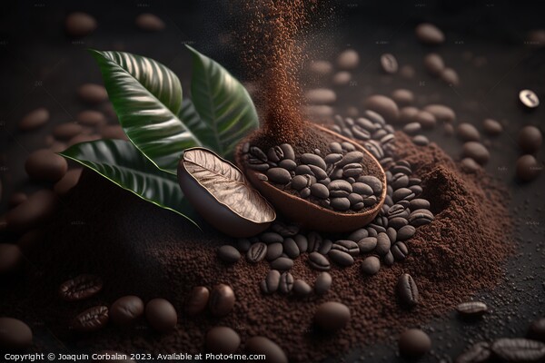 Ground cocoa powder, food studio photo. Ai generated. Picture Board by Joaquin Corbalan