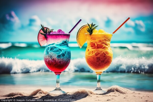 Two glasses with refreshing fruity cocktails. Ai generated. Picture Board by Joaquin Corbalan