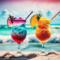 Buy canvas prints of Two glasses with refreshing fruity cocktails. Ai generated. by Joaquin Corbalan