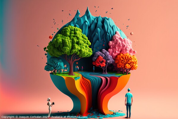 Surreal composition of colored trees in a world alien to humans. Picture Board by Joaquin Corbalan