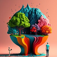 Buy canvas prints of Surreal composition of colored trees in a world alien to humans. by Joaquin Corbalan