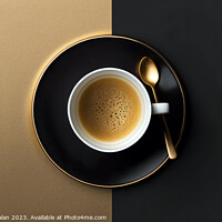 Buy canvas prints of An elegant background with a cup of coffee in the center, viewed by Joaquin Corbalan