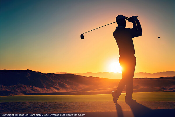 Golfer executes a swing shot on a golf course . Ai generated Picture Board by Joaquin Corbalan