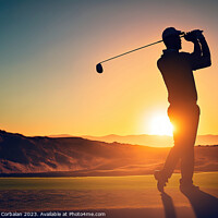 Buy canvas prints of Golfer executes a swing shot on a golf course . Ai generated by Joaquin Corbalan