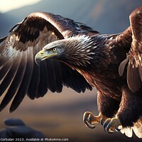 Buy canvas prints of An eagle flies beautifully, close-up of the head.  by Joaquin Corbalan