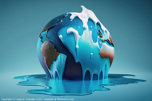 Illustration of the planet earth with the poles melted. Ai gener Picture Board by Joaquin Corbalan