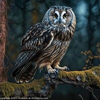 Buy canvas prints of A majestic owl on a branch in a forest. Ai generat by Joaquin Corbalan