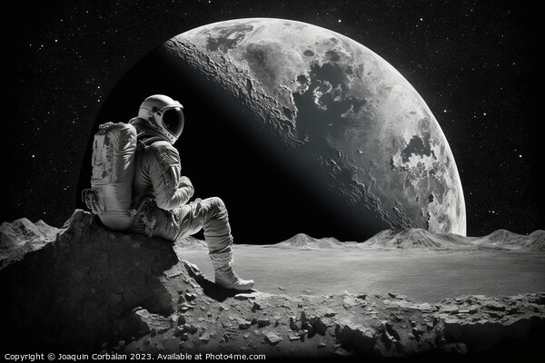 An astronaut explores new planets, science fiction illustration. Picture Board by Joaquin Corbalan