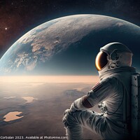 Buy canvas prints of An astronaut explores new planets, science fiction illustration. by Joaquin Corbalan