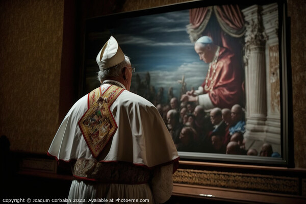 The pope, a religious man, with his back turned, l Picture Board by Joaquin Corbalan
