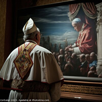 Buy canvas prints of The pope, a religious man, with his back turned, l by Joaquin Corbalan