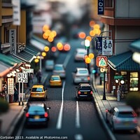 Buy canvas prints of A tilt shift of the streets of a Japanese city. Ai by Joaquin Corbalan