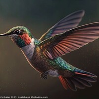 Buy canvas prints of beautiful hummingbird flying in suspense. Ai generated. by Joaquin Corbalan