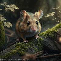 Buy canvas prints of A shy little mouse between the trunks of a forest. by Joaquin Corbalan