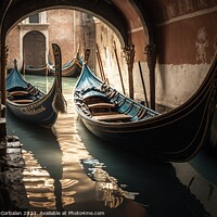 Buy canvas prints of Sad and unused Venetian gondolas, tourists reject the decrepit c by Joaquin Corbalan