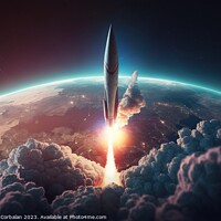 Buy canvas prints of Launch of a supersonic missile reaching the atmosphere. Ai gener by Joaquin Corbalan