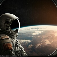Buy canvas prints of Astronaut in a helmet looks out the window of the space station. by Joaquin Corbalan