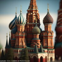 Buy canvas prints of Typical Russian orthodox cathedral, mockup style illustration of by Joaquin Corbalan