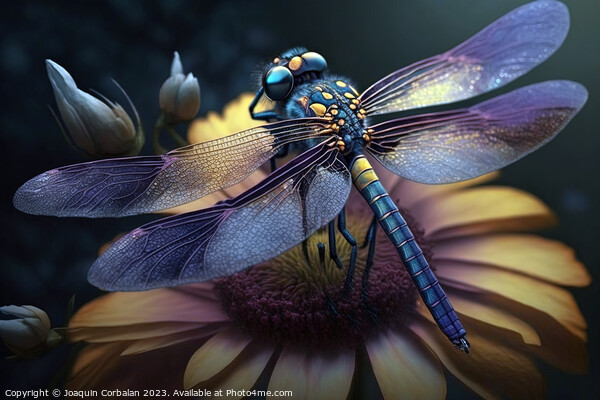 A beautiful dragonfly perched on a flower in spring. Ai generate Picture Board by Joaquin Corbalan