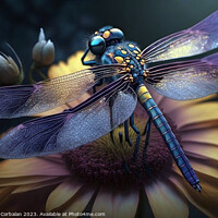 Buy canvas prints of A beautiful dragonfly perched on a flower in spring. Ai generate by Joaquin Corbalan