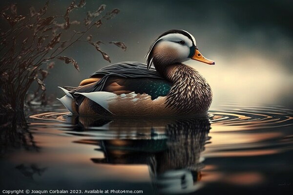 Illustration of a colorful duck. Ai generated. Picture Board by Joaquin Corbalan
