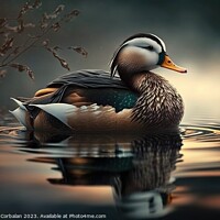 Buy canvas prints of Illustration of a colorful duck. Ai generated. by Joaquin Corbalan