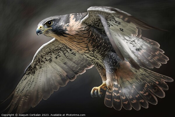 A mighty falcon in flight. AI generated. Picture Board by Joaquin Corbalan
