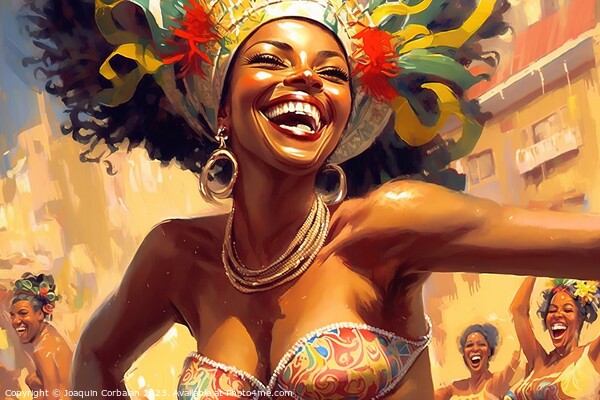 Illustration of a Brazilian woman at the carnival, laughing. Ai  Picture Board by Joaquin Corbalan