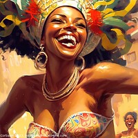 Buy canvas prints of Illustration of a Brazilian woman at the carnival, laughing. Ai  by Joaquin Corbalan