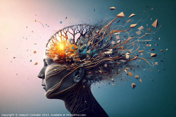 Colorful illustration of a human intelligence, mind of a woman f Picture Board by Joaquin Corbalan