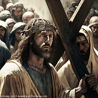Buy canvas prints of Illustration of the Passion of Christ, carrying the cross and su by Joaquin Corbalan