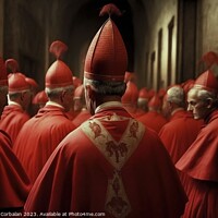 Buy canvas prints of Gathered cardinals and bishops discuss the election of a new Pop by Joaquin Corbalan