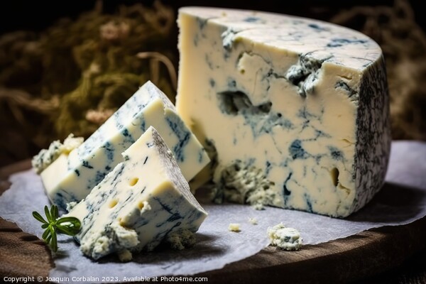 Delicious French blue cheese. Ai generated. Picture Board by Joaquin Corbalan