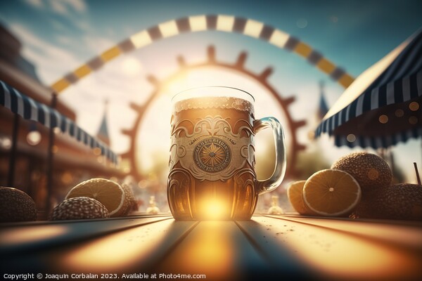 Mugs of Bavarian German beer, typical of summer festivals. Ai ge Picture Board by Joaquin Corbalan