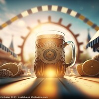 Buy canvas prints of Mugs of Bavarian German beer, typical of summer festivals. Ai ge by Joaquin Corbalan