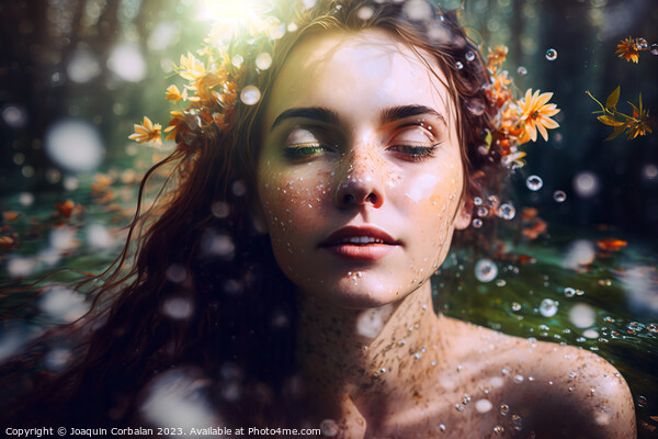 Portrait of a pretty young girl, surrounded by cooling drops, mo Picture Board by Joaquin Corbalan
