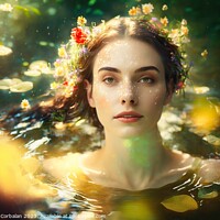 Buy canvas prints of Portrait of a pretty young girl, surrounded by cooling drops, mo by Joaquin Corbalan