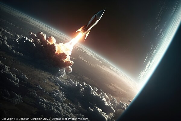 Launch of a supersonic missile reaching the atmosphere. Ai gener Picture Board by Joaquin Corbalan