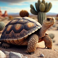 Buy canvas prints of A turtle walks through the desert, an arid landsca by Joaquin Corbalan