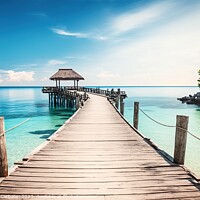 Buy canvas prints of Paradisiacal view of a pier on an island in the pa by Joaquin Corbalan